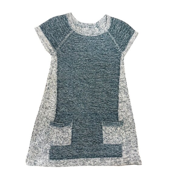 CCC Heathered Blue White Cap Sleeve Knit Dress Marine Layer Bodycon Pockets Med - Picture 5 of 8